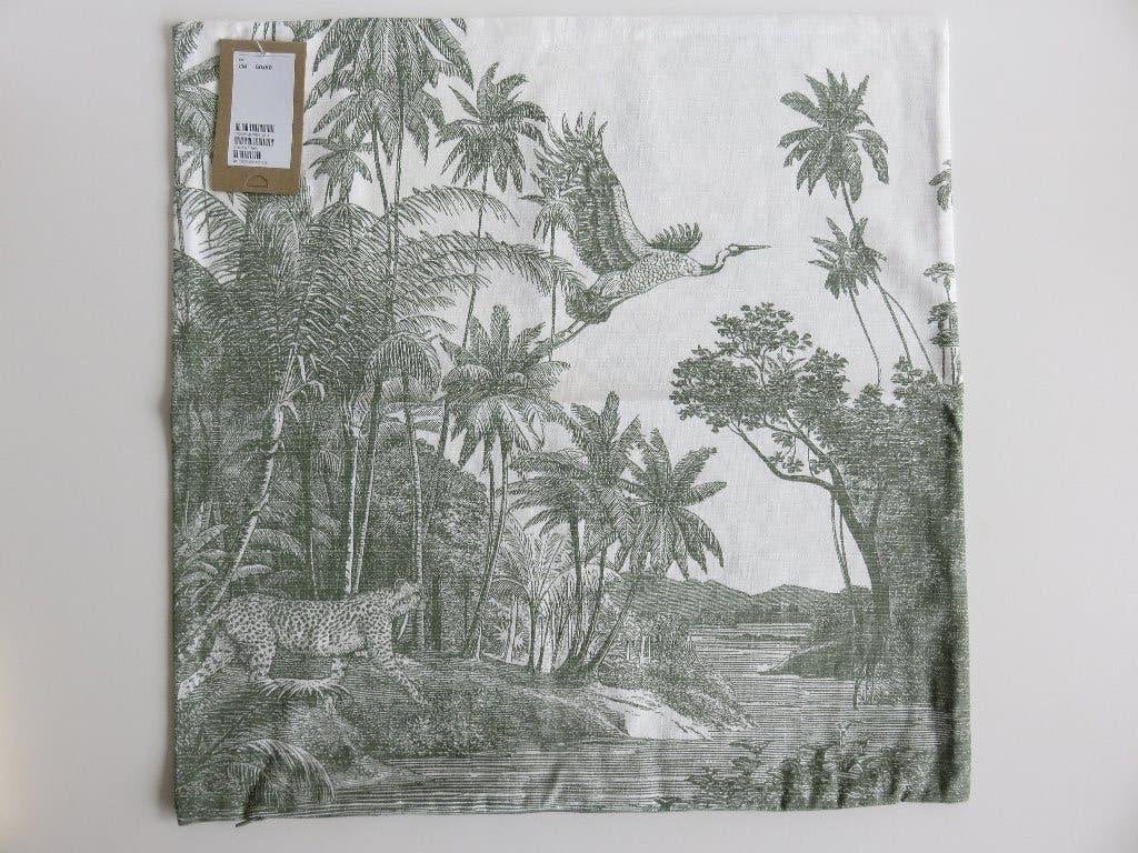H&M Home kussenhoes wit met groen tijger jungle, Huis en Inrichting, Overige merken, Nieuw, Ophalen of Verzenden, Afneembare hoes
