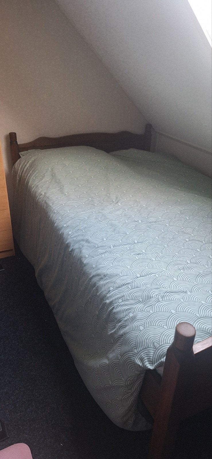 Eiken ledikant 120 breed, Huis en Inrichting, Slaapkamer | Boxsprings, Ophalen, Bruin, Twijfelaar, 120 cm