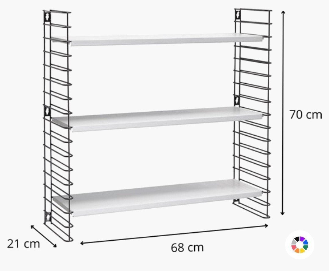 Tomado Wandrek met 3 planken - Zwart (70x68x21 cm), Ophalen