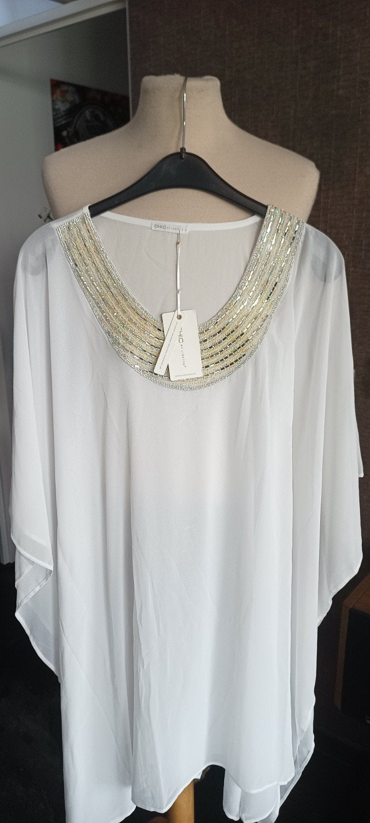 Chic by Lirette Witte Doorschijnende Strandjurk Maat L, Ophalen, Nieuw, Wit, Overige typen