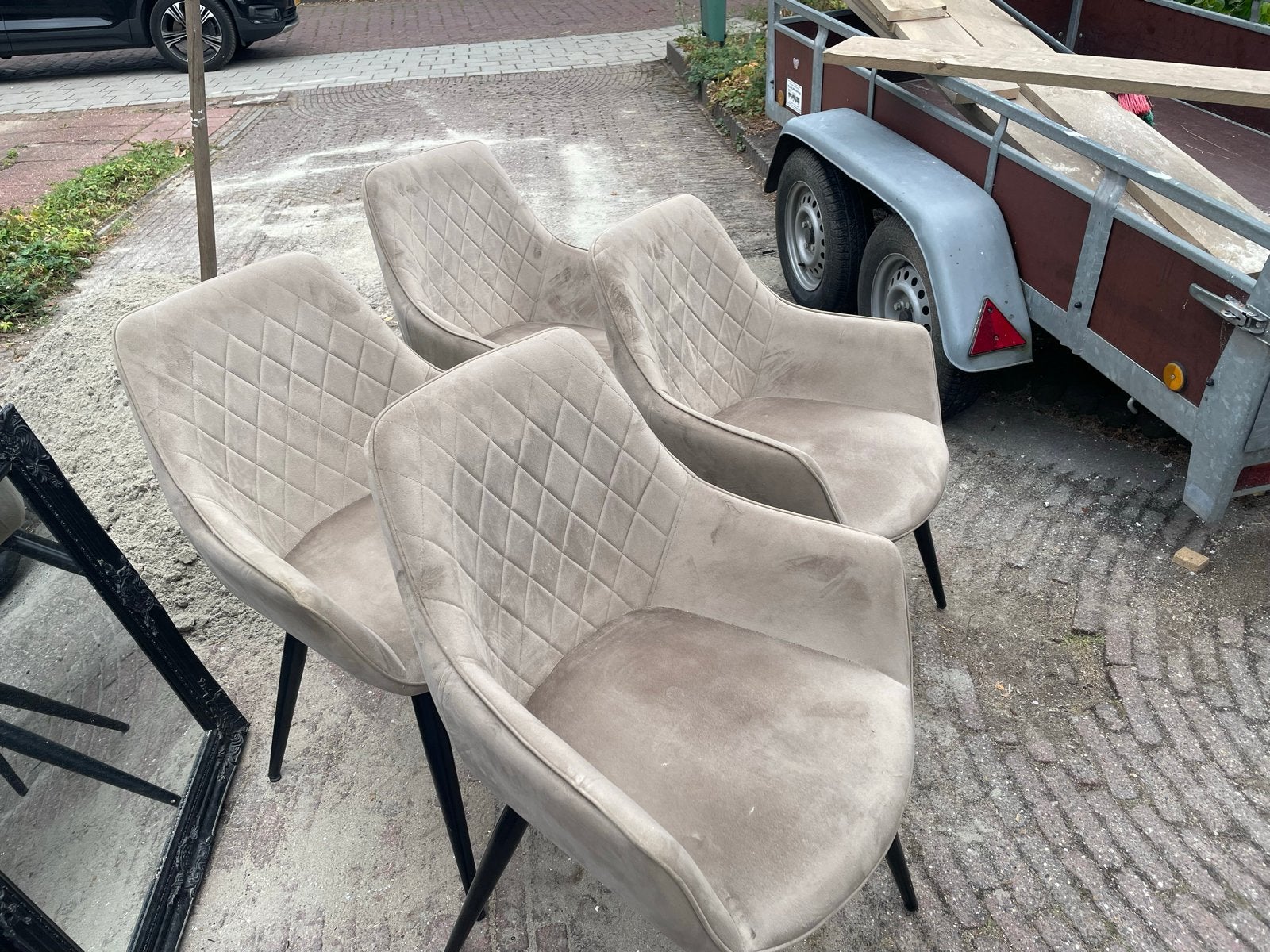4x Eetkamerstoelen - Beige/Taupe - Gebruikt, Huis en Inrichting, Stoelen, Ophalen, Gebruikt, Overige kleuren, Vier