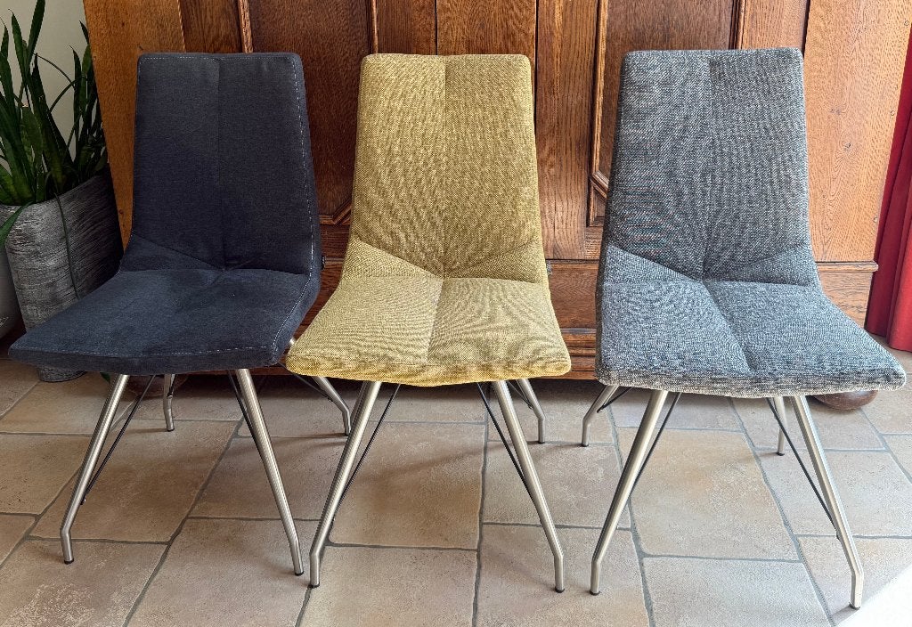 6 Xooon Artella eetkamerstoelen | 3 kleuren | RVS onderstel, Huis en Inrichting, Ophalen, Gebruikt, Overige kleuren, Metaal