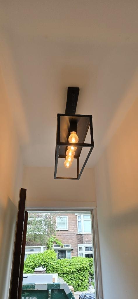 Industriële zwarte hanglamp / plafondlamp, Huis en Inrichting, Ophalen, Zo goed als nieuw, Metaal, Modern industrieel