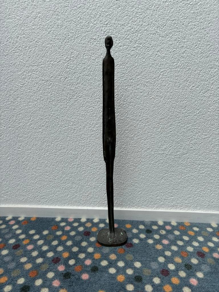 Vintage Bronzen Etruskisch Beeld: man, Ophalen, 50 - 100 cm, Beeld, Bruin