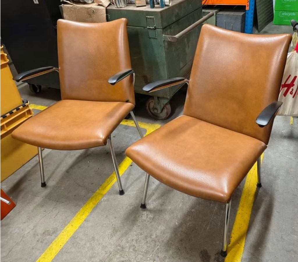 2 fauteuils Gebr. De Wit stoelen, Huis en Inrichting, Fauteuils, Gebruikt, 50 tot 75 cm, 75 tot 100 cm, Ophalen