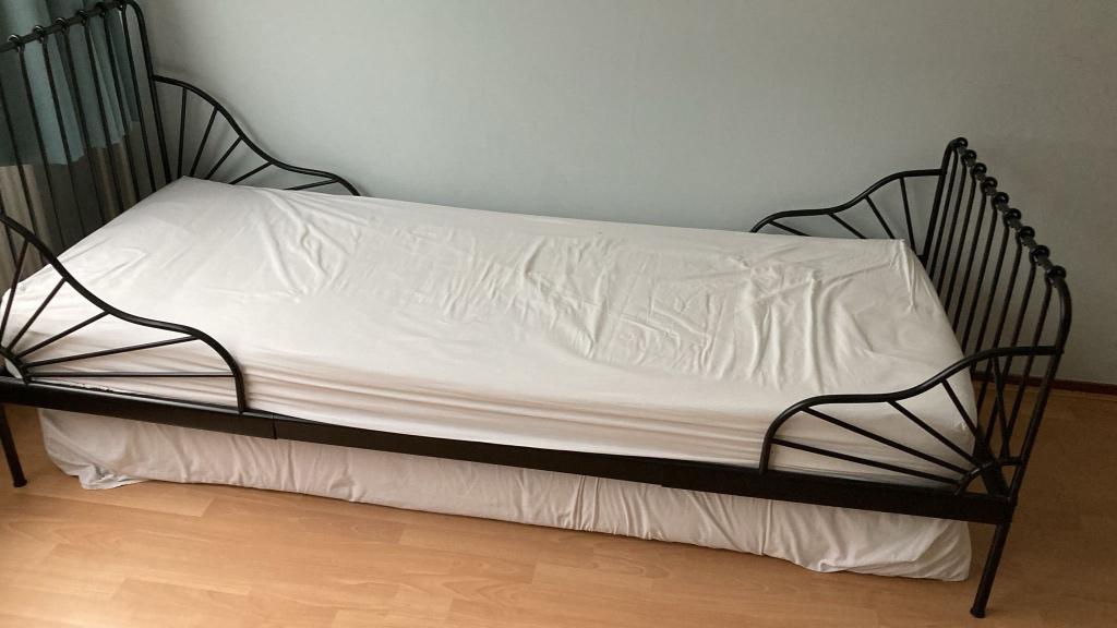 Ikea meegroeibed wit 80x200cm, Ophalen, Verstelbaar, Eenpersoons, Zwart