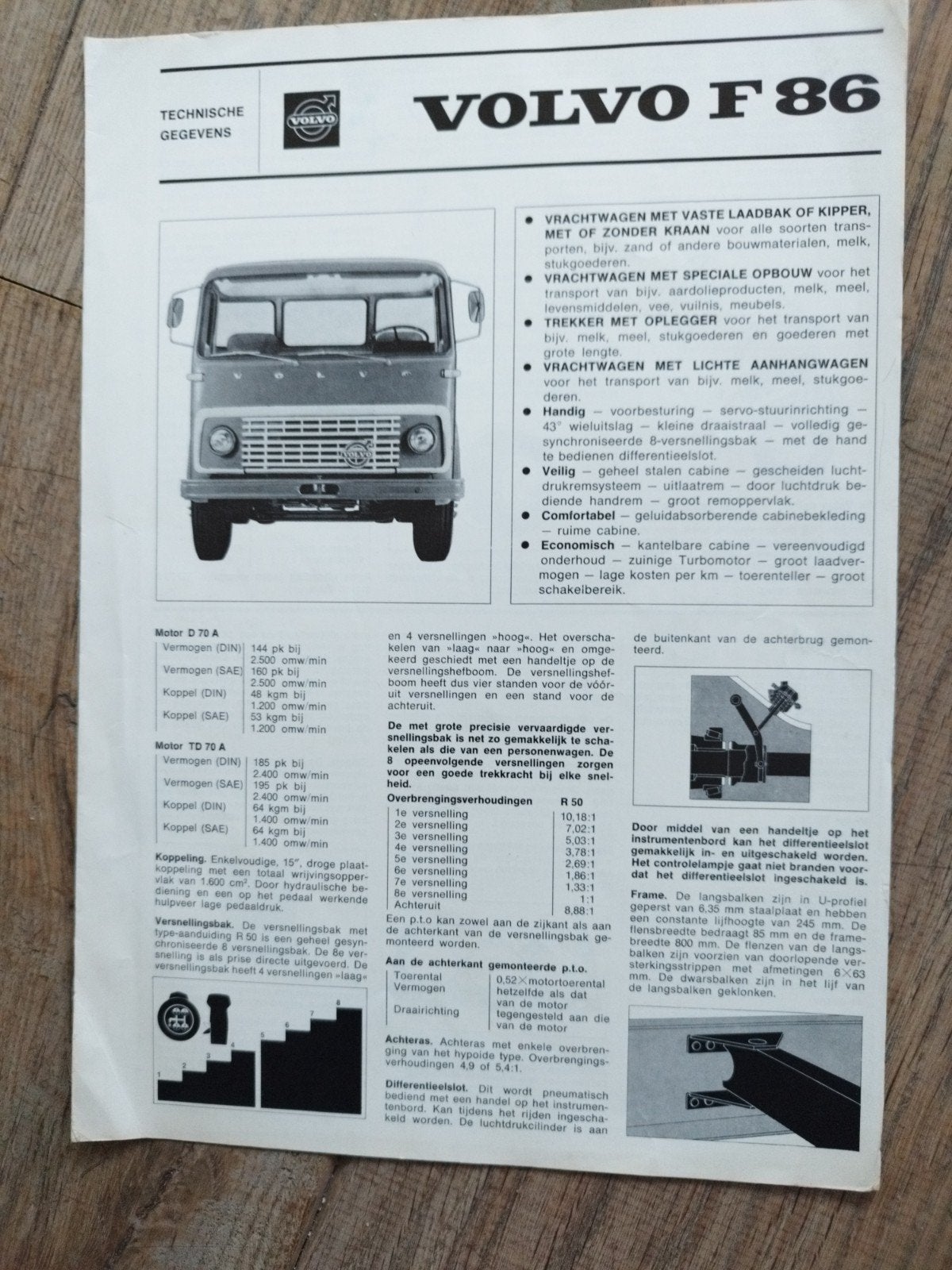 Volvo F86 Technische Gegevens - 1965 - Nederlands, Volvo, Zo goed als nieuw, Volvo, Ophalen of Verzenden