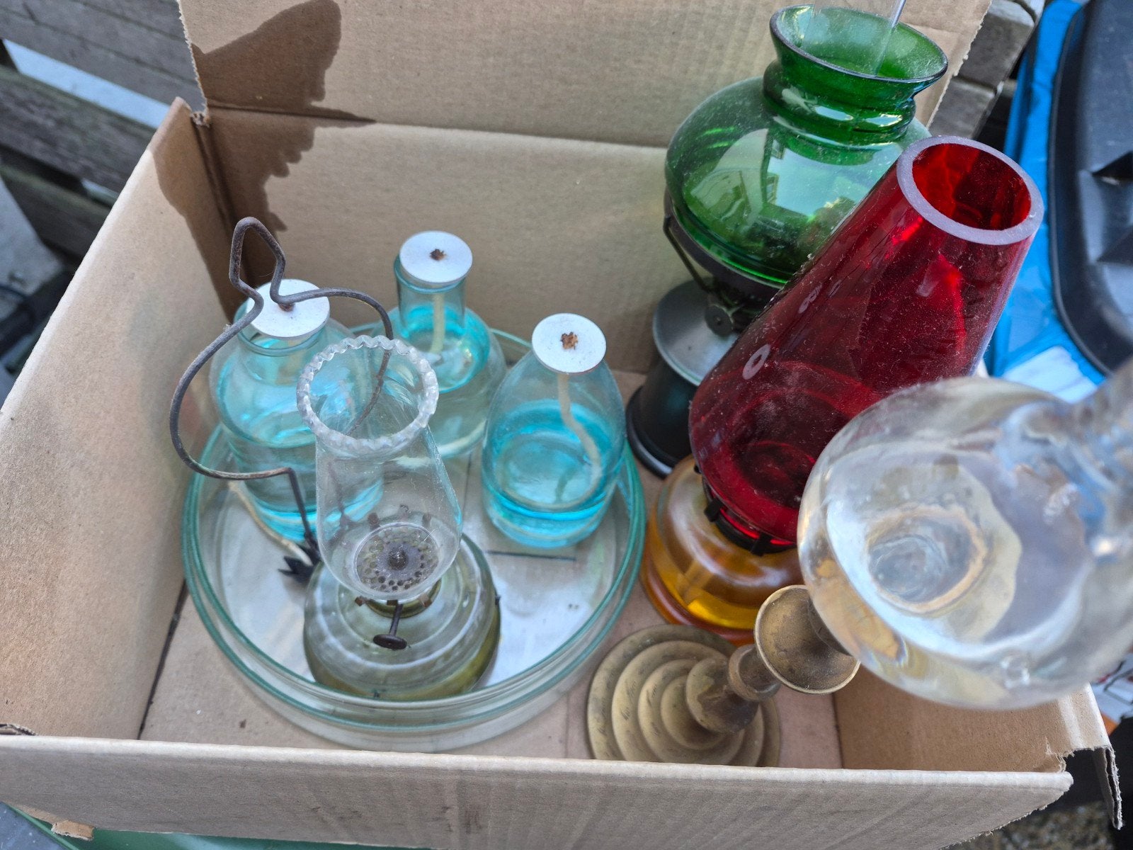 Diverse olielampen en onderdelen - Vintage collectie, Antiek en Kunst, Ophalen