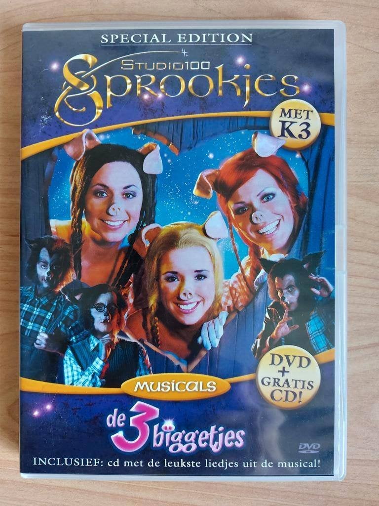 K3 de 3 Biggetjes Musical DVD+CD studio 100, Alle leeftijden, Ophalen of Verzenden, Zo goed als nieuw