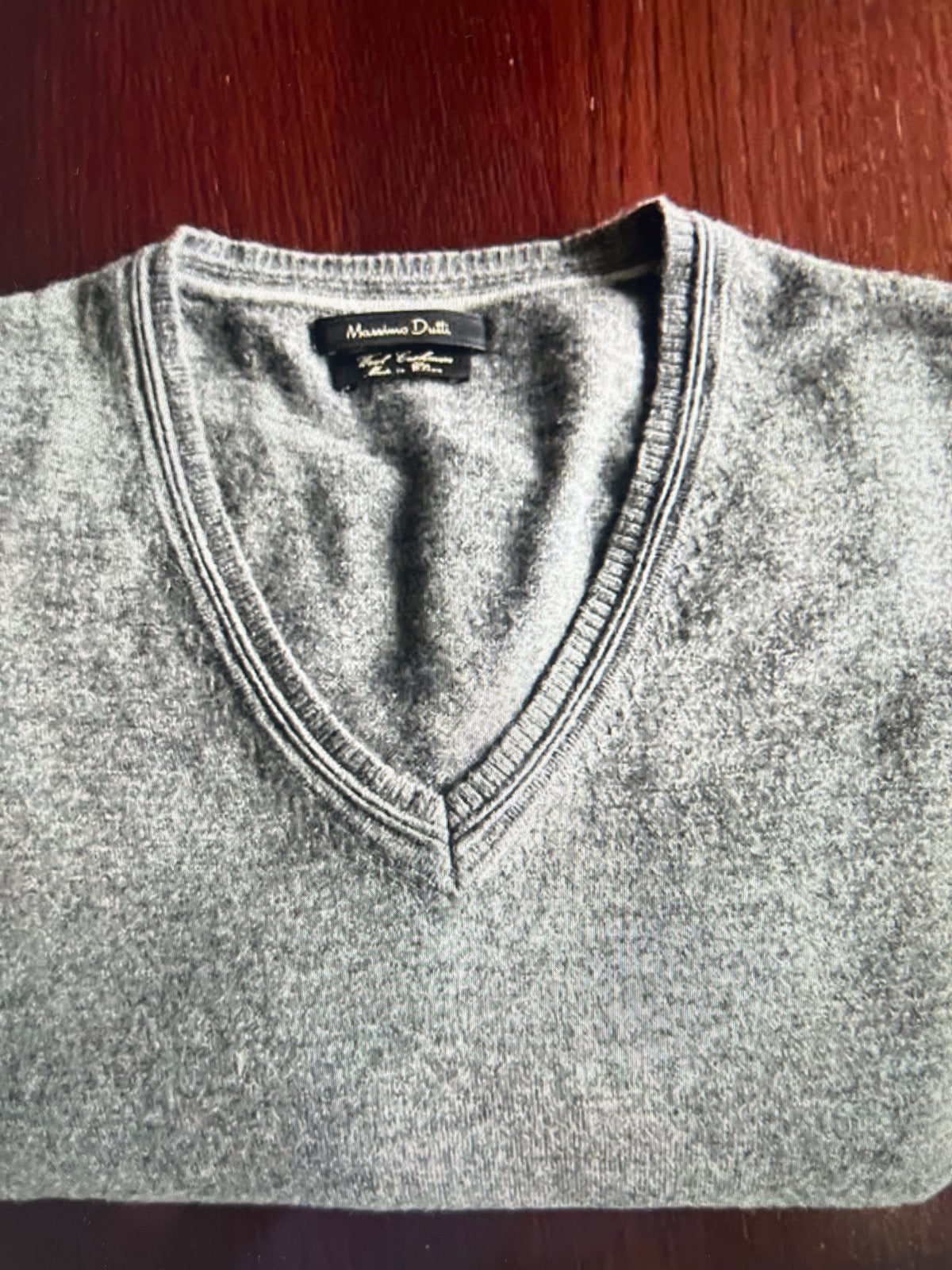 Massimo Dutti V-hals pullover - Grijs - Wol Cashmere, Ophalen of Verzenden, Gedragen, Maat 56/58 (XL), Grijs