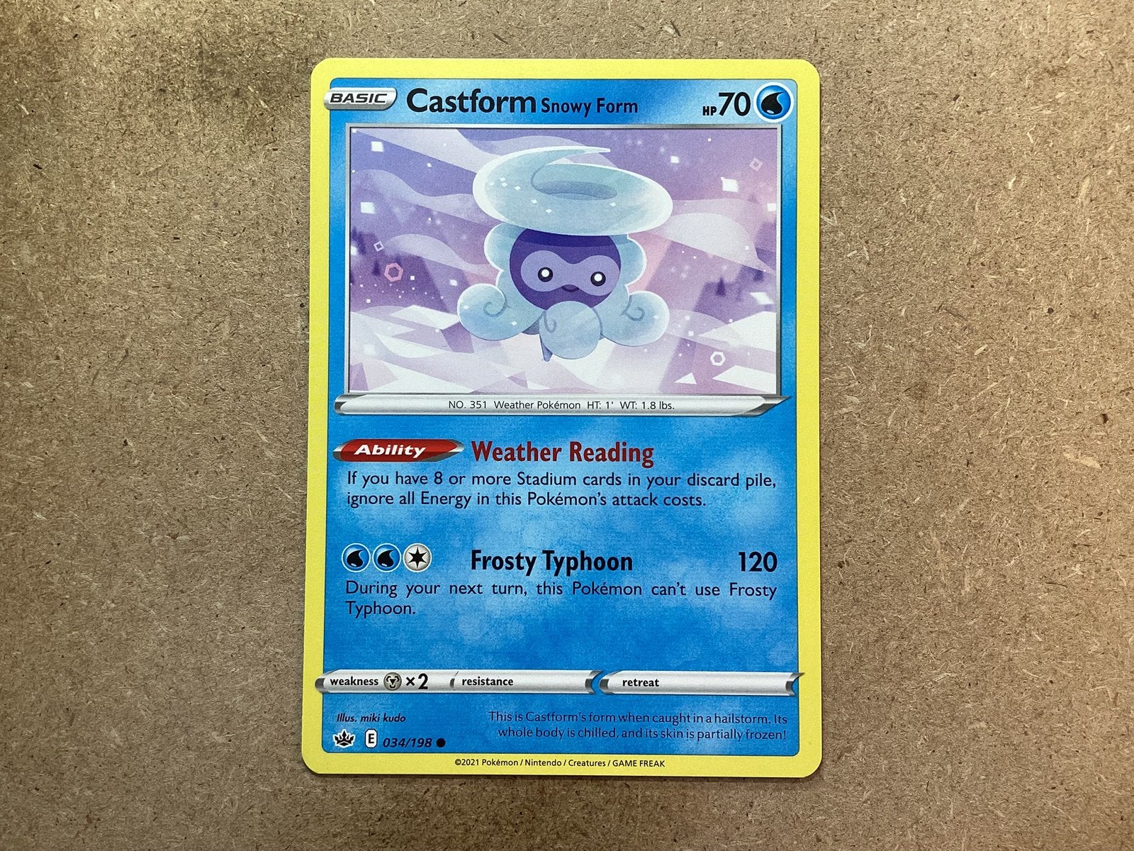 1x Castform Snowy Form [CRE 034/198] (Near Mint), Ophalen of Verzenden, Zo goed als nieuw, Losse kaart