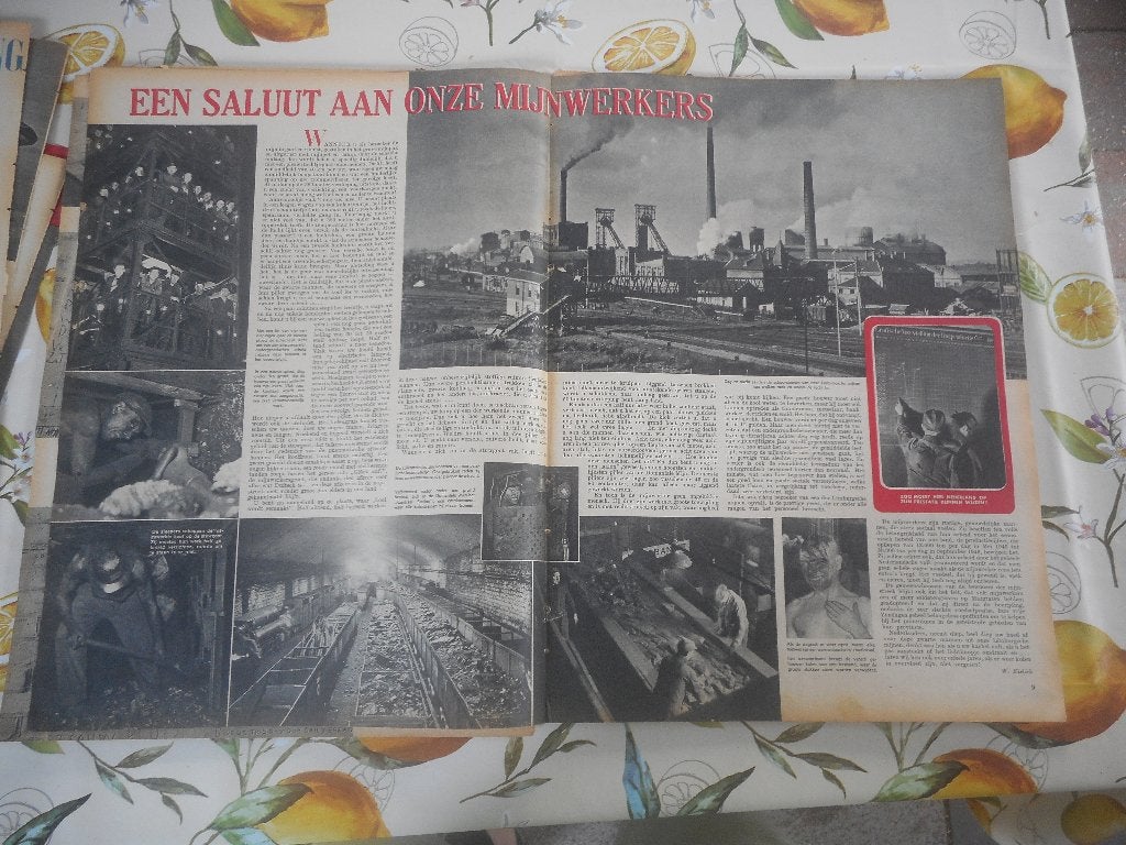 Kolenmijn. Mijnwerkers. Saluut. 1946., Ophalen of Verzenden, 1940 tot 1960, Nederland, Knipsel(s)