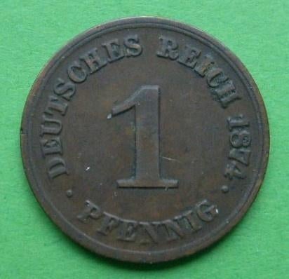 Duitsland: - Oude 1 pfennig 1874-C, Verzenden, Duitsland, Losse munt
