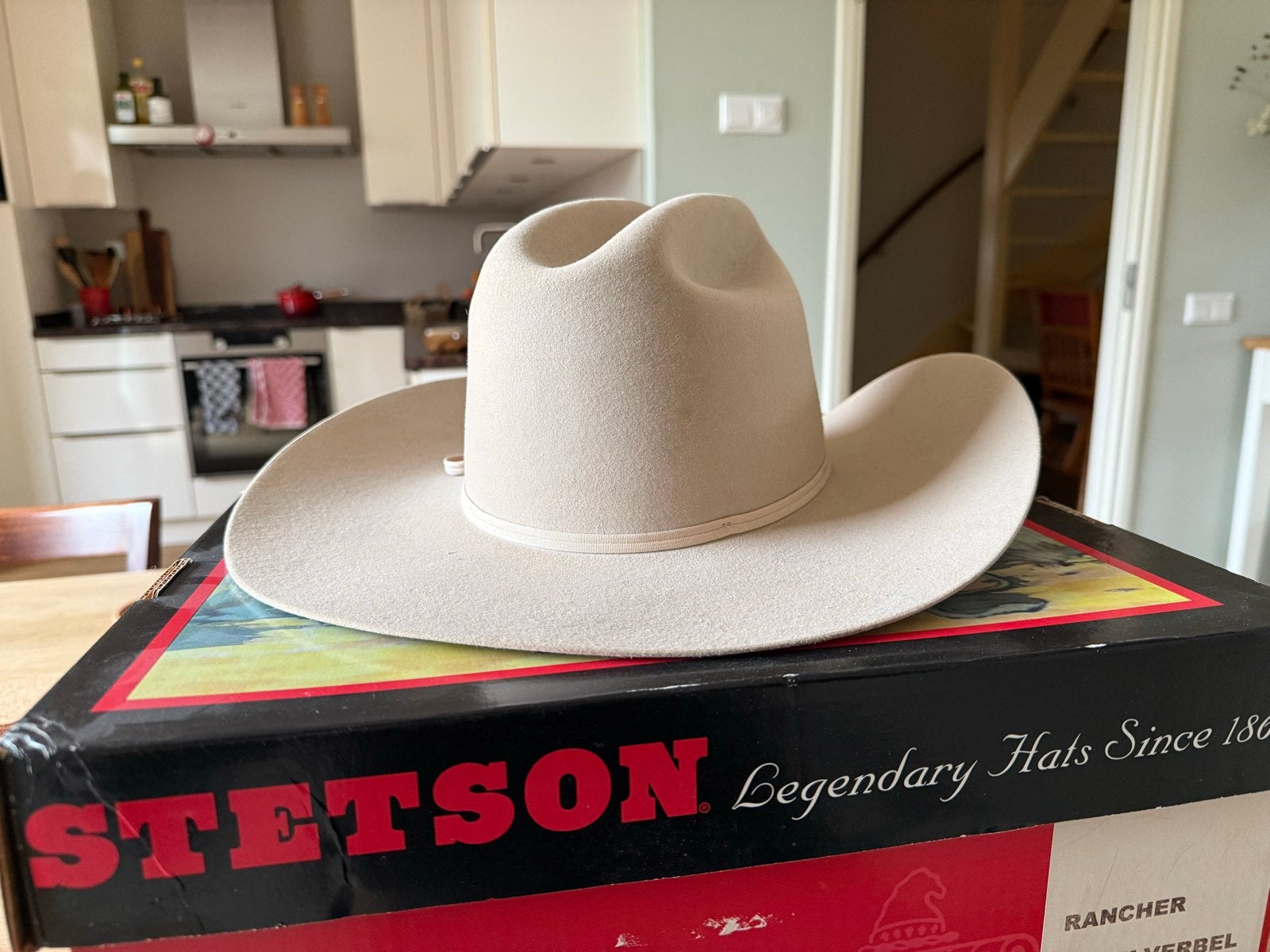 Stetson Rancher 61 Silverbel Cowboyhoed - Maat 7 3/8, Ophalen of Verzenden, Zo goed als nieuw, 60 cm (XL, 7½ inch) of meer, Hoed