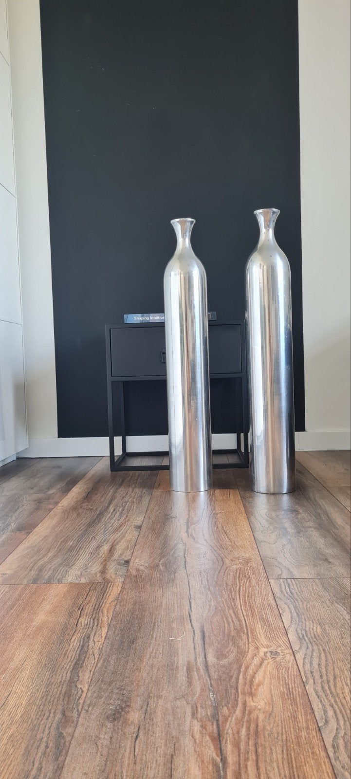 2 x BOB aluminium bottle vaas 75 cm, Ophalen, Gebruikt, Metaal, 75 cm