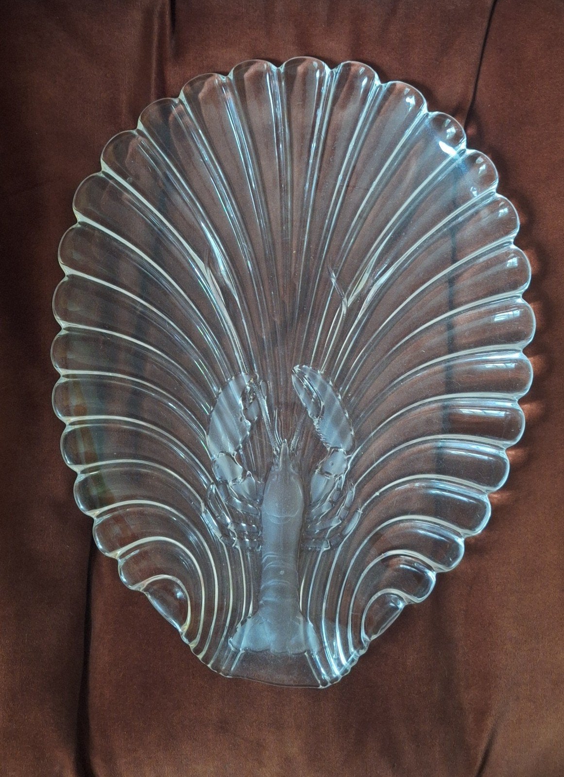 Mooie grote serveerschaal kreeft helder glas, Ophalen, Ovaal, Glas, Schaal