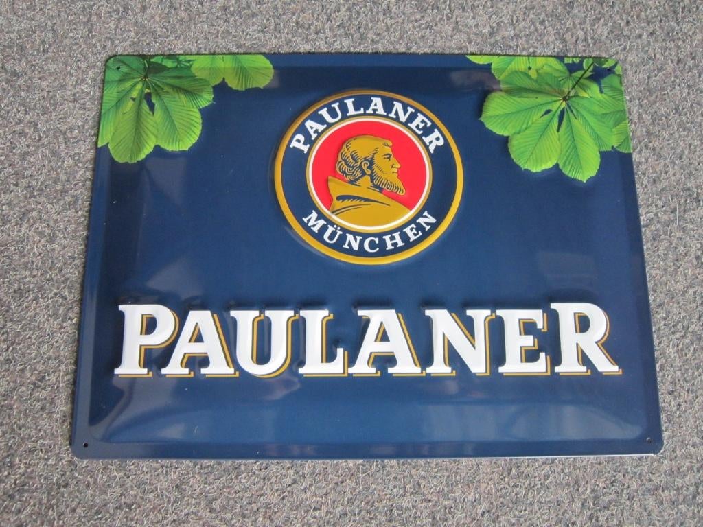PAULANER BIER BLIKKEN RECLAMEBORD, Ophalen, Nieuw, Reclamebord, Plaat of Schild, Overige merken