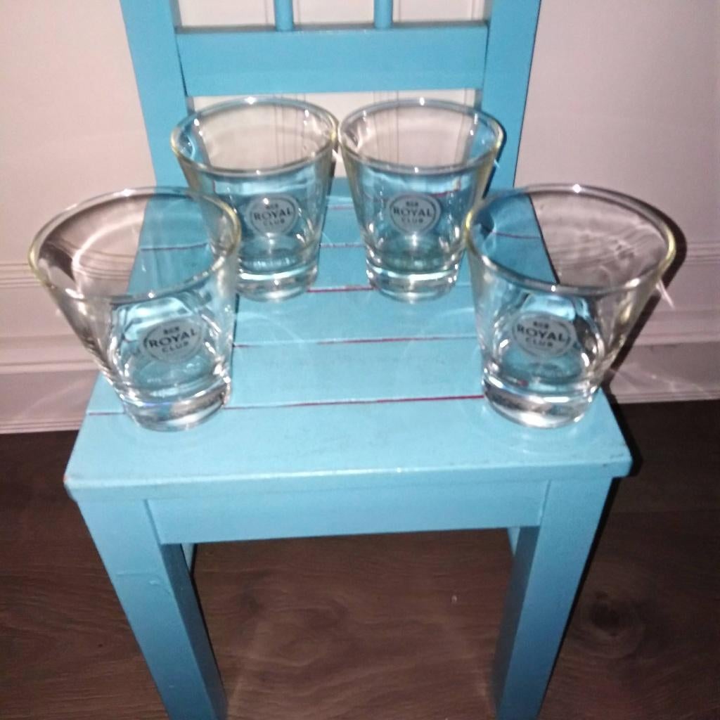 Royal club the original glazen frozen logo 4 stuks, Ophalen, Glas of Glazen, Overige stijlen, Glas