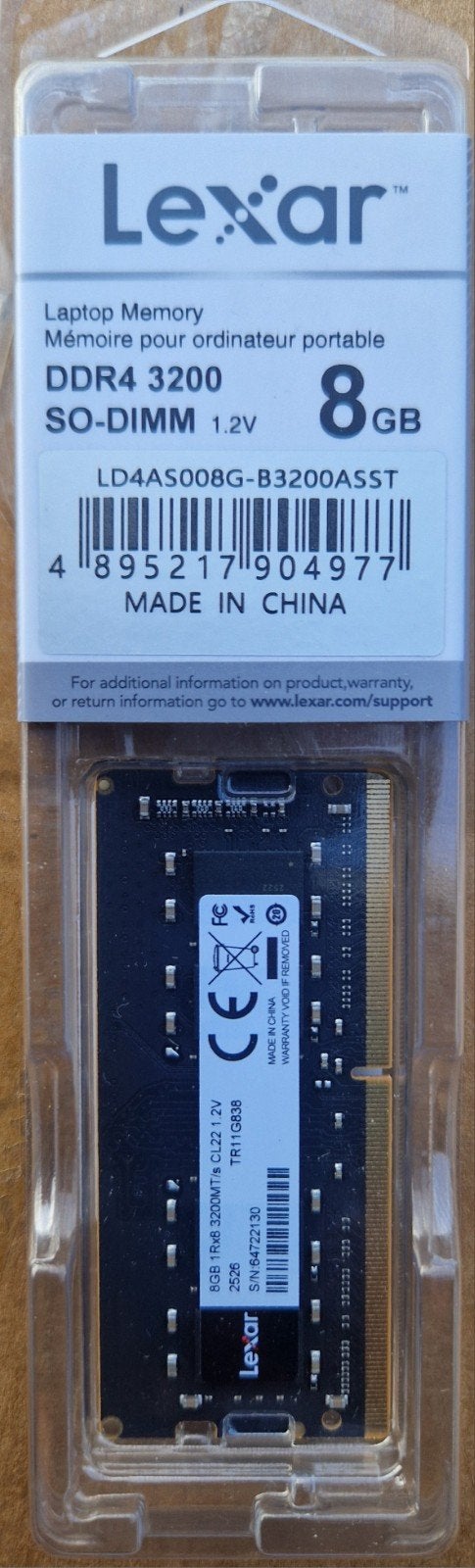 Lexar SODIMM RAM DDR4 8GB 3200 MHz, Computers en Software, RAM geheugen, Ophalen, Nieuw