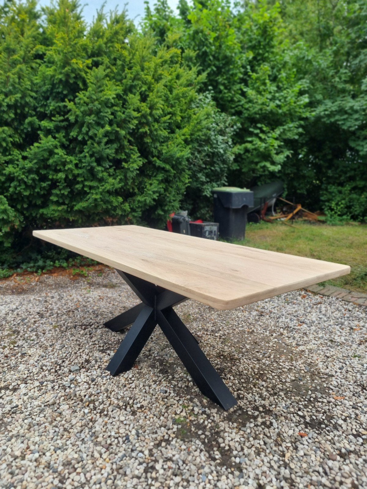 Robuuste massief eiken tafel, Huis en Inrichting, Tafels | Eettafels, Ophalen, Rechthoekig, 200 cm of meer, 50 tot 100 cm