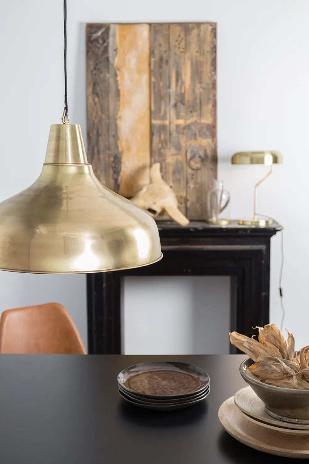Gouden hanglamp Mania Dutchbone, 51cm breed, Ophalen, Gebruikt, Metaal