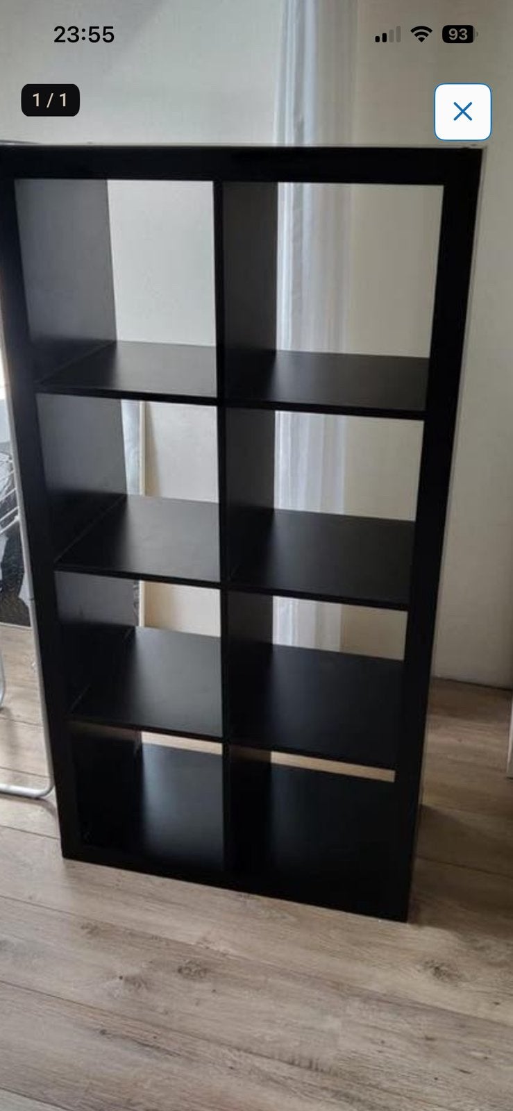 IKEA Kallax Kast Zwartbruin 2x4 vakken, Ophalen, Met plank(en), Gebruikt, 100 tot 150 cm