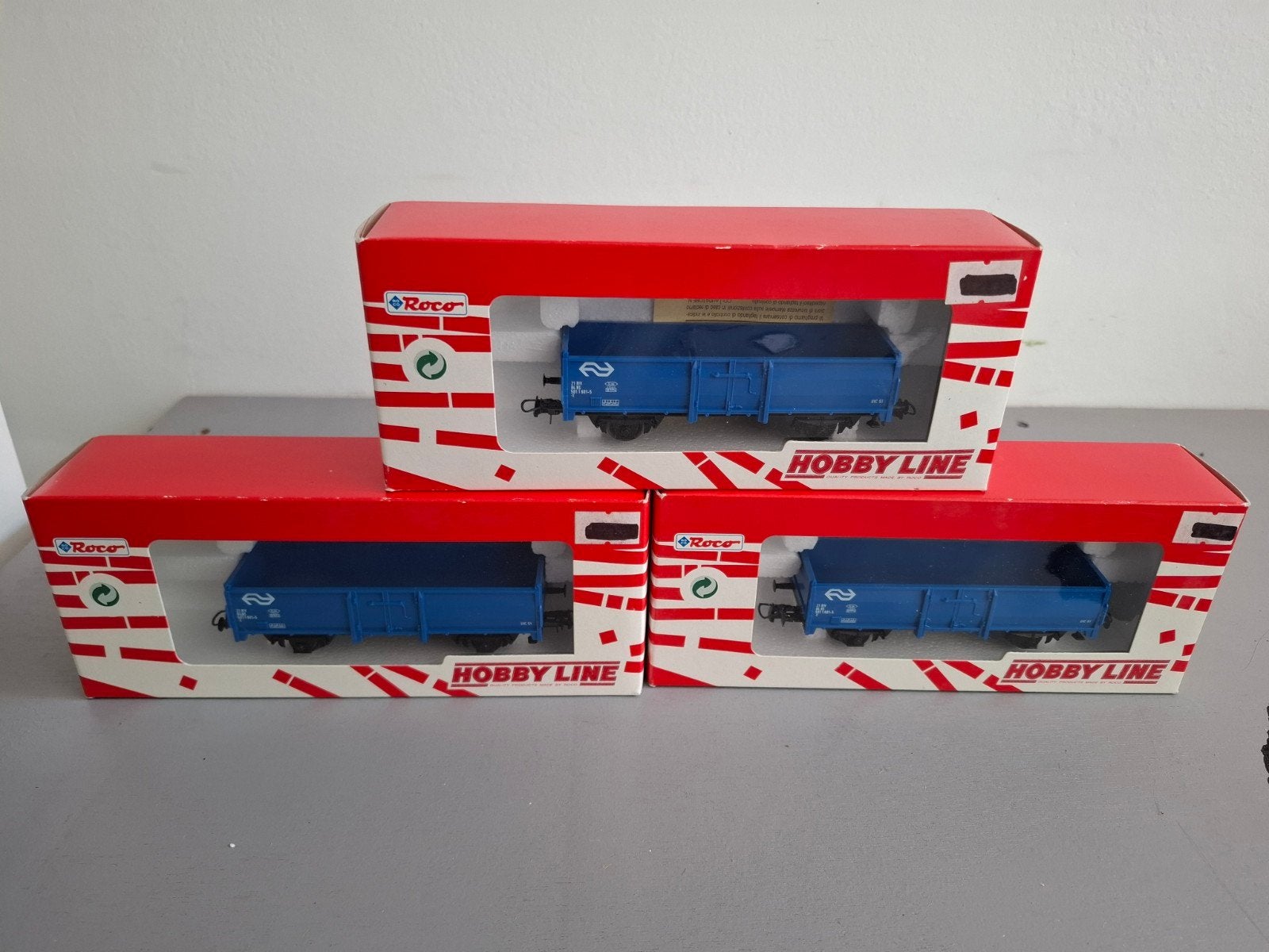 Roco 56016 HO 3 blauwe bakwagens NS originele verpakking, Gelijkstroom, Ophalen of Verzenden, NS, Roco