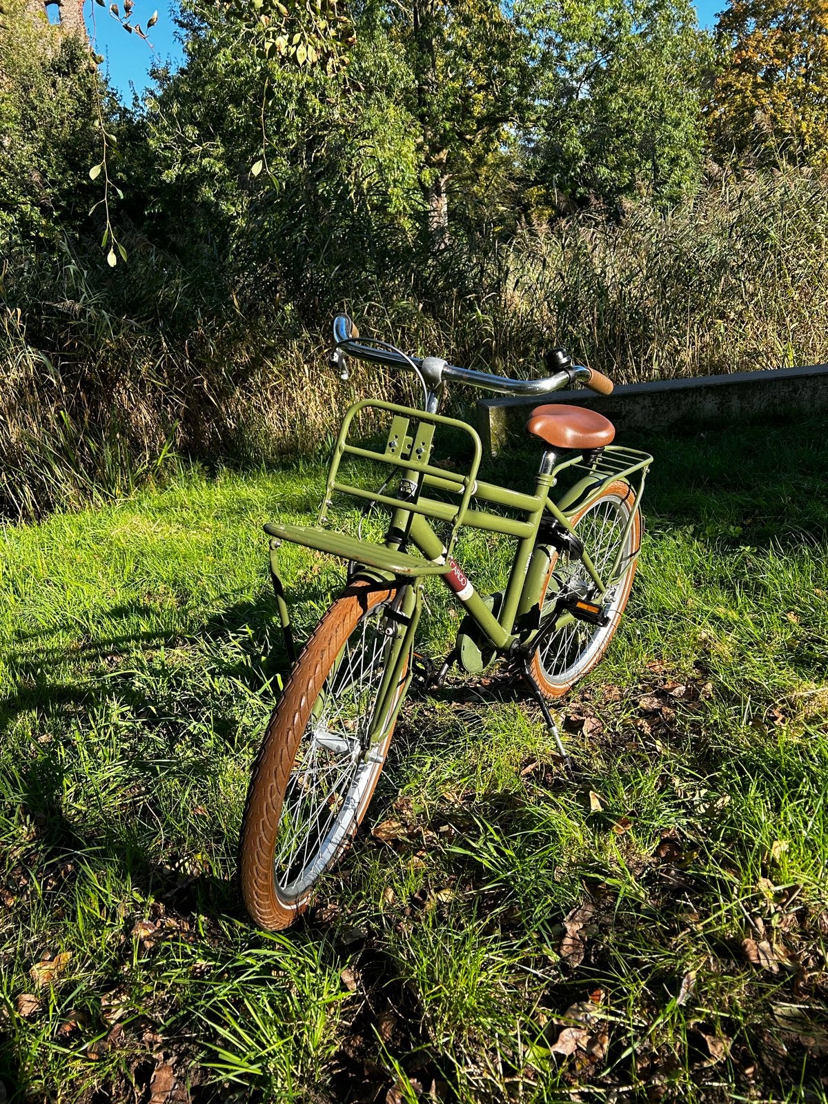 Stoere Alpina 22 inch groene transportfiets met voordrager, Fietsen en Brommers, Ophalen, Gebruikt, 22 inch, Versnellingen