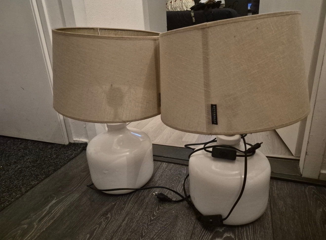 2 Riverdale tafellampen - Setprijs!, Ophalen, Met schakelaar, Gebruikt, Textiel
