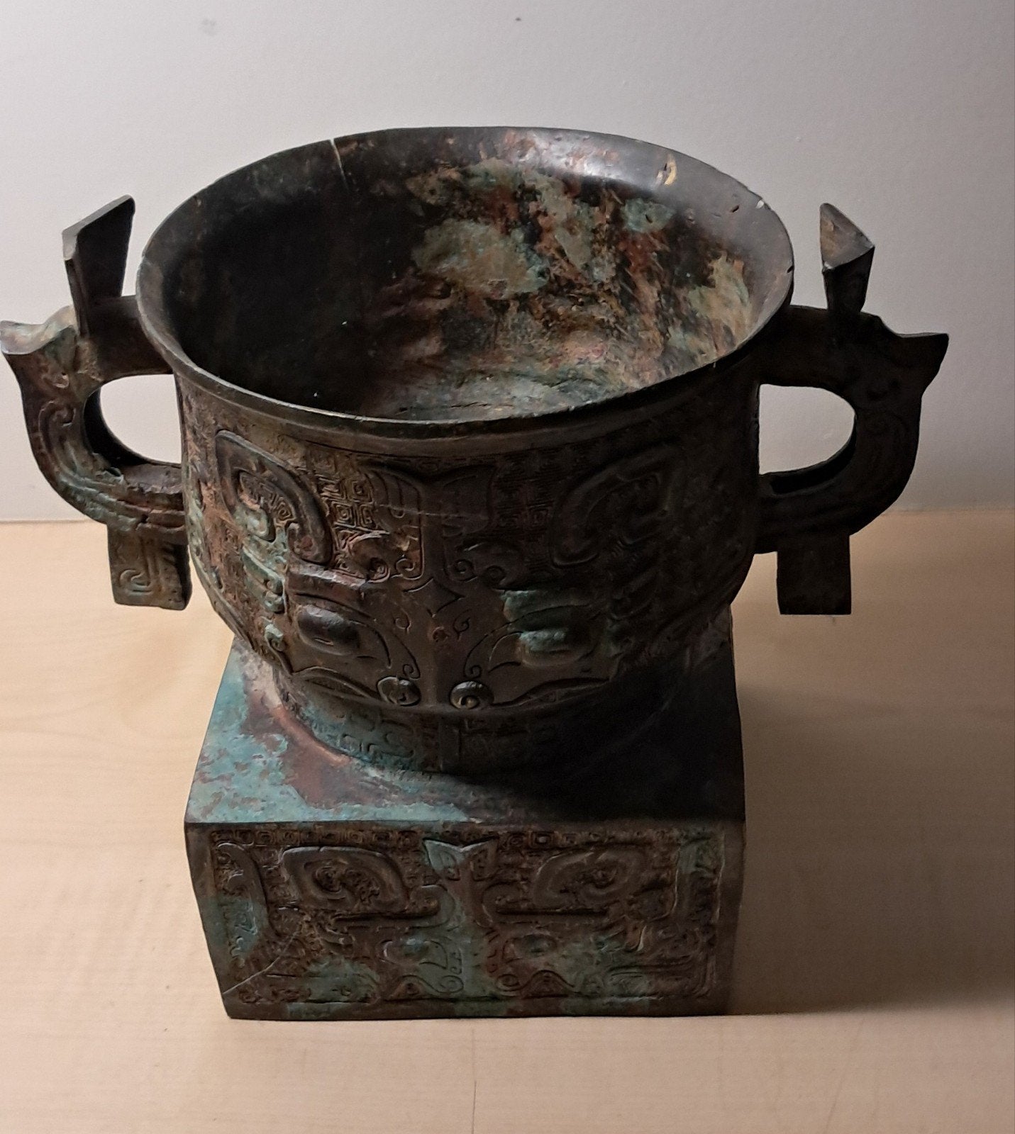 Antiek Chinees Bronzen Ritueel Vat - Ding, Antiek en Kunst, Ophalen of Verzenden