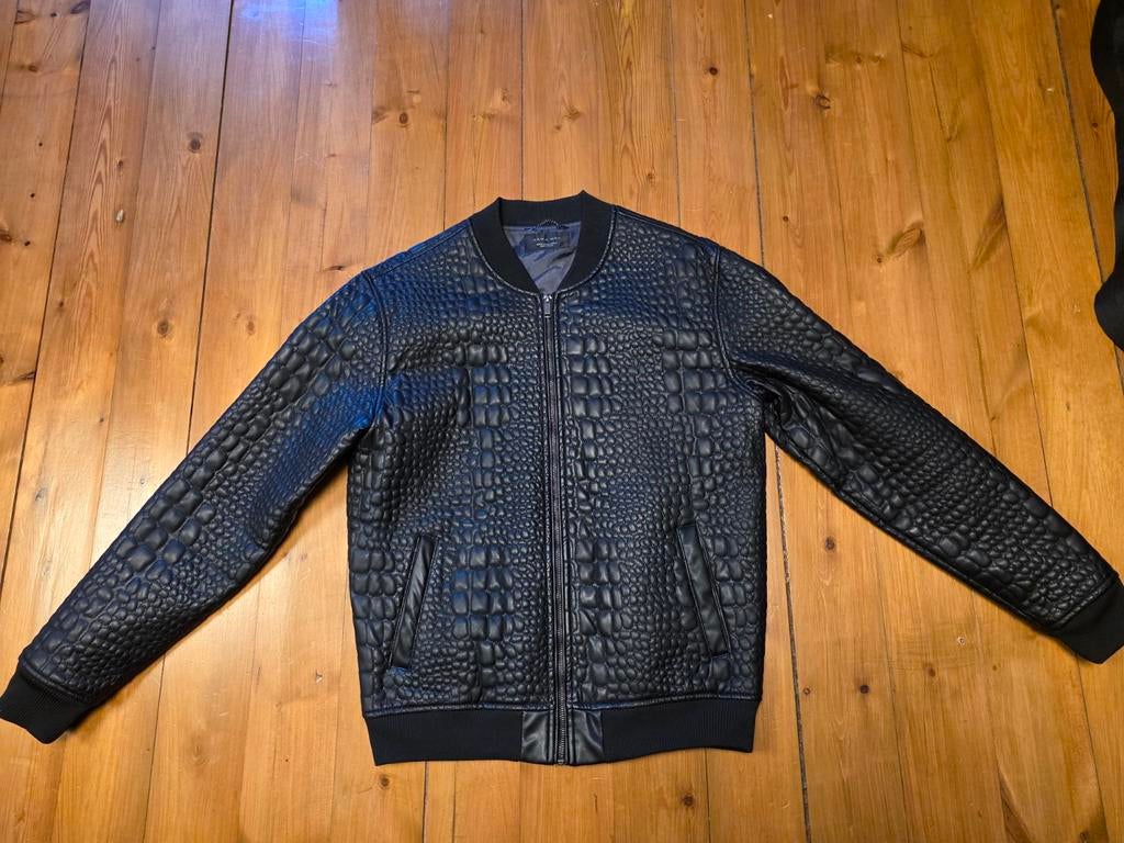 ZARA MAN XL Imitatie Leren Bomberjack met Krokodilprint, ZARA MAN, Zwart, Maat 56/58 (XL), Ophalen of Verzenden