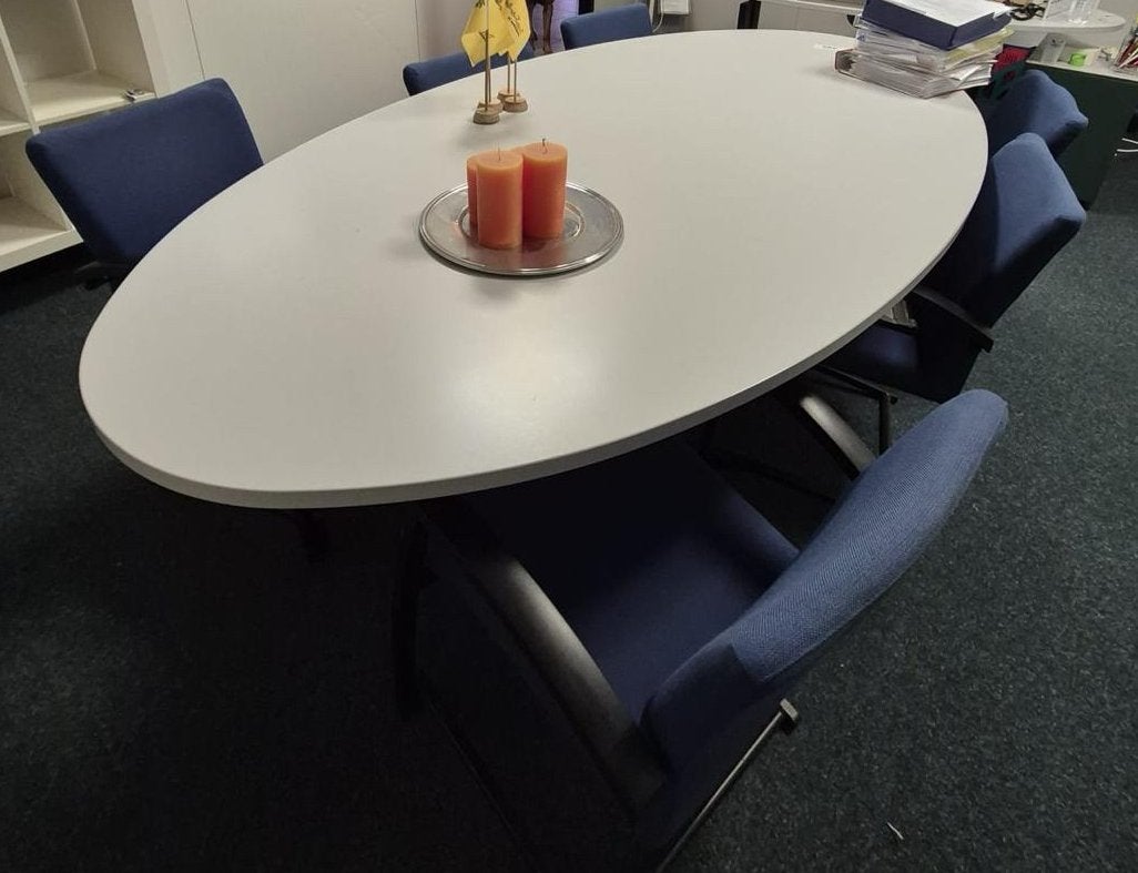 Ronde/ovale tafel met stoelen, Ophalen, Gebruikt, 100 tot 150 cm, 150 tot 200 cm