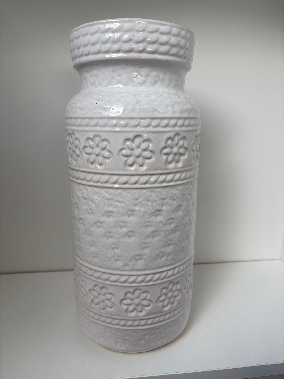 Vintage Bay Keramik vaas 699-40 | West Germany | 40 cm | wit, Ophalen, Zo goed als nieuw, Wit, 40 cm