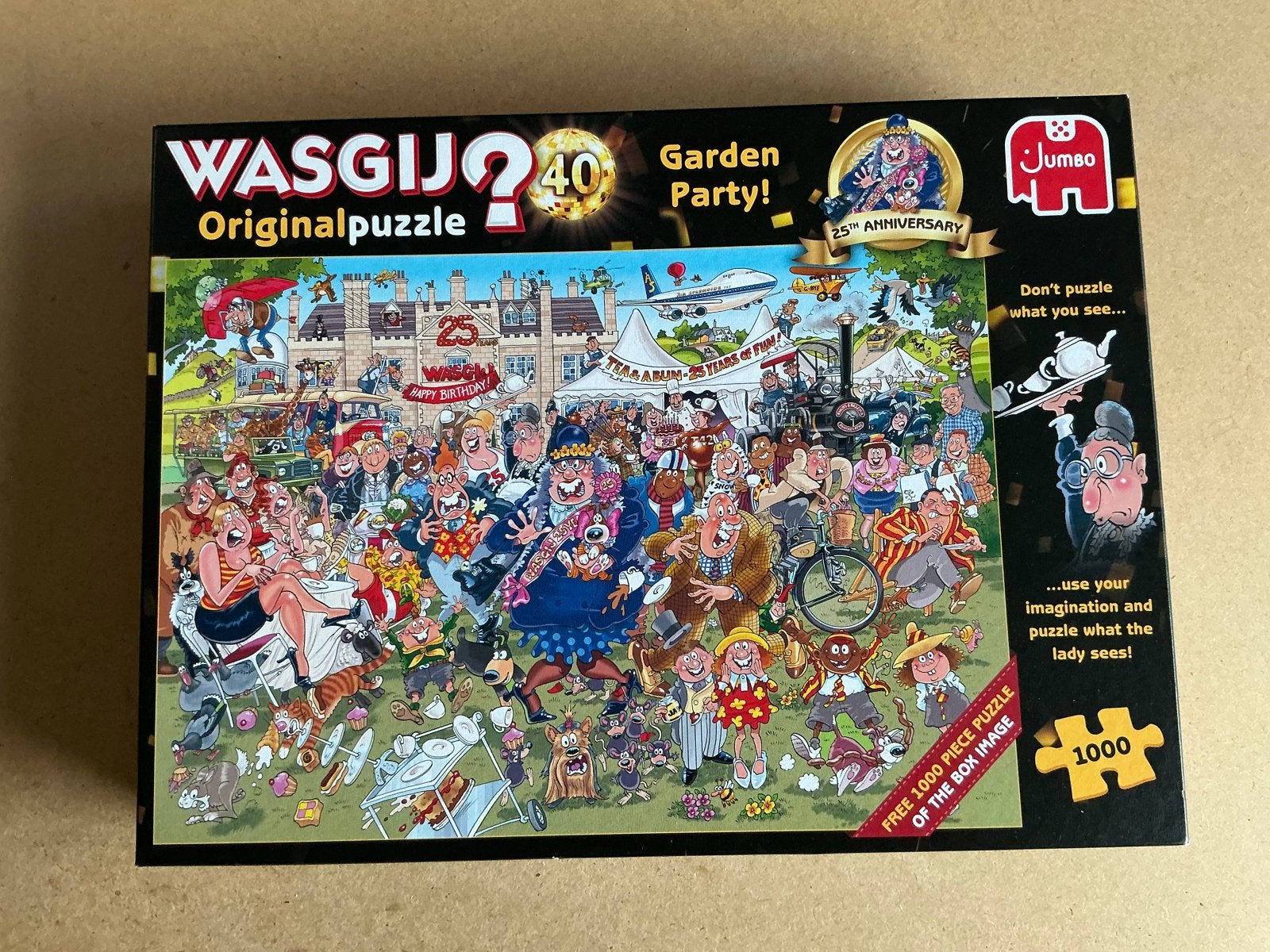 Wasgij Original 40 Garden Party! (2 puzzels, 1 mist stukje), Ophalen of Verzenden, 500 t/m 1500 stukjes, Gebruikt, Legpuzzel