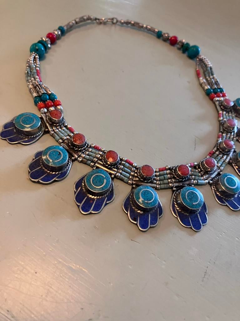 Mooie kwaliteit ketting Hand van Fatima in kleur, Blauw, Nieuw, Ophalen of Verzenden, Overige materialen