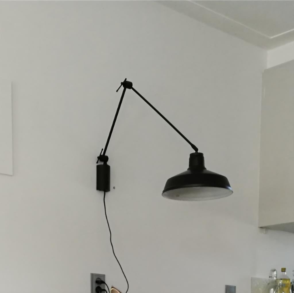 Industriële Wandlamp met knikarm en snoer, Huis en Inrichting, Lampen | Wandlampen, Ophalen, Gebruikt, Metaal