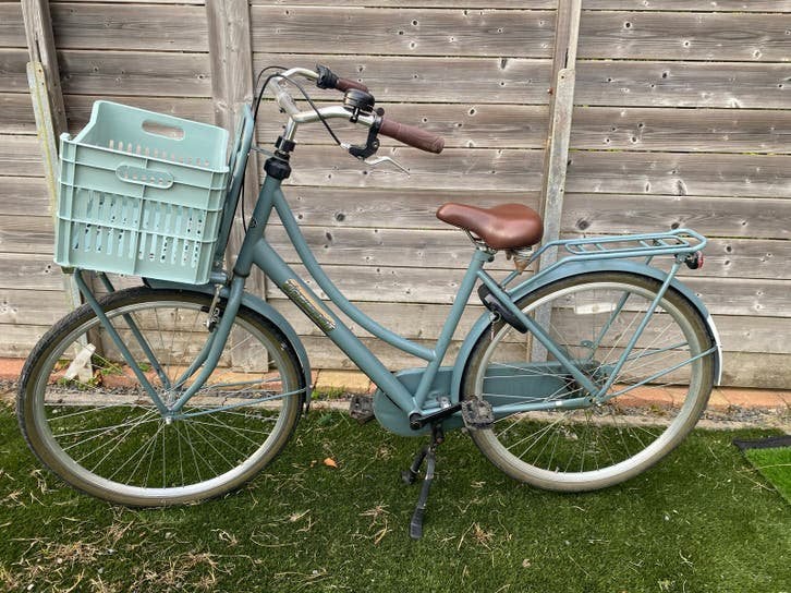 Popal Daily Dutch Basic fiets met krat 28 inch groen, Overige merken, Terugtraprem, Versnellingen, Ophalen of Verzenden