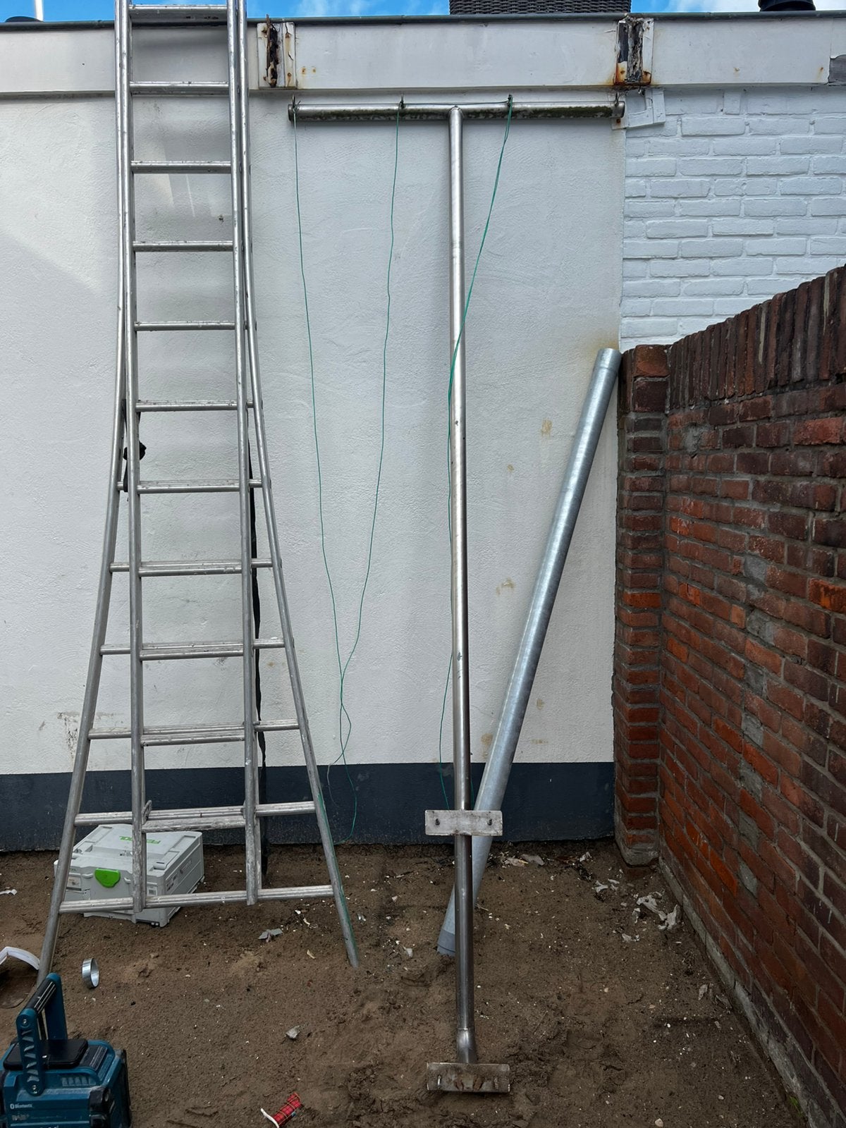 Waslijn paal rvs, Ophalen, Wasrek