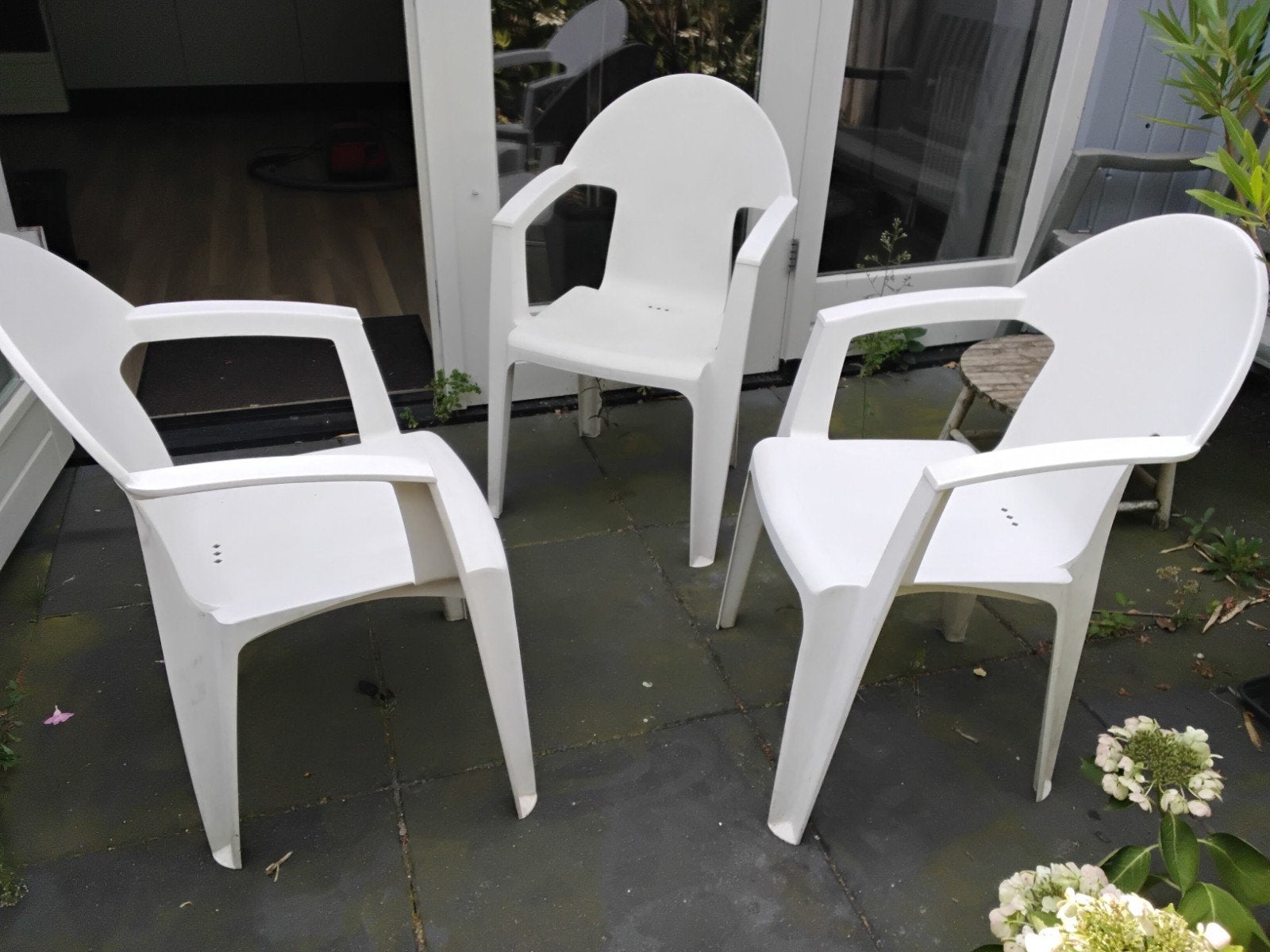 Tuinstoelen Hartman drie stuks, Ophalen, Gebruikt, Kunststof, Stapelbaar