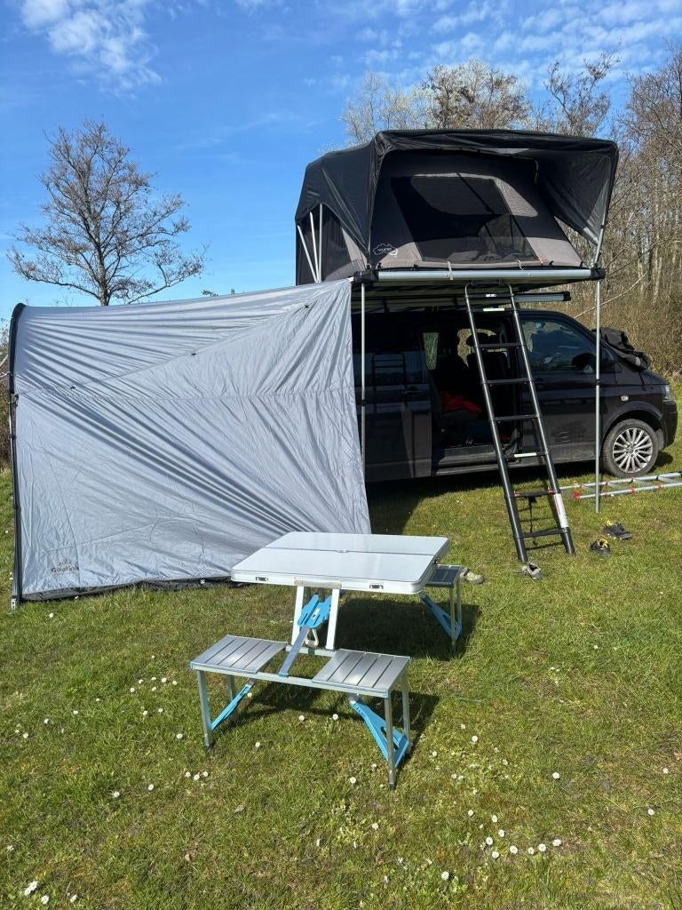 VW Caravelle T5.1 L2 DC Camper/Dayvan - Daktent + keuken, Caravans en Kamperen, Campers, Particulier, tot en met 4, Buscamper of Camperbus
