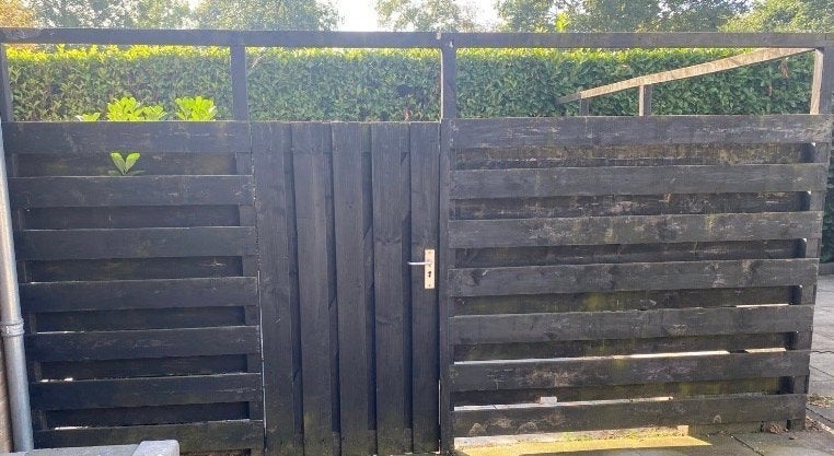 schutting met poort, Ophalen, 6 meter of meer, Hout, 1 tot 2 meter