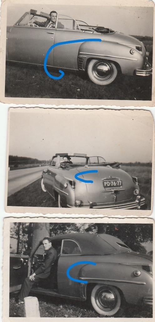 Amerikaanse auto cabriolet lot 3x foto NL Kenteken, Verzenden, Foto, Zo goed als nieuw, 1940 tot 1960