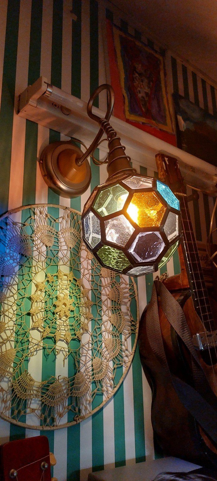 lamp glas in lood handgemaakt., Ophalen, Glas