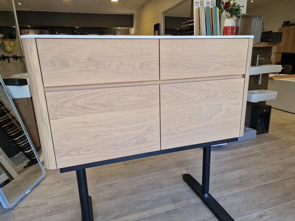Foto 8 van Son 120cm Massief Eiken Houten Badmeubel wastafel ronde hoek
