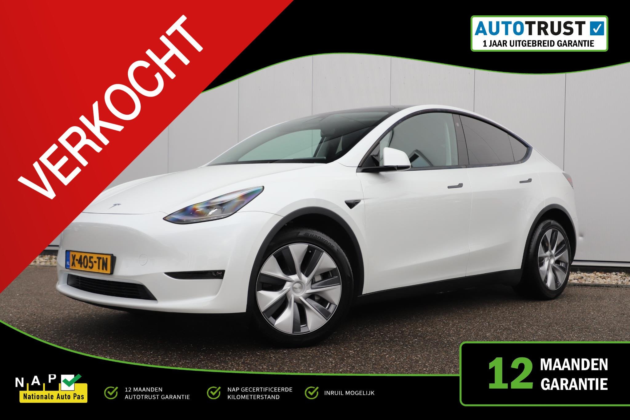 Tesla Model Y Long Range AWD 75 kWh SOH 93% Afneembare Trekh, Auto's, Stof, Gebruikt, 495 min, Met garantie (alle)