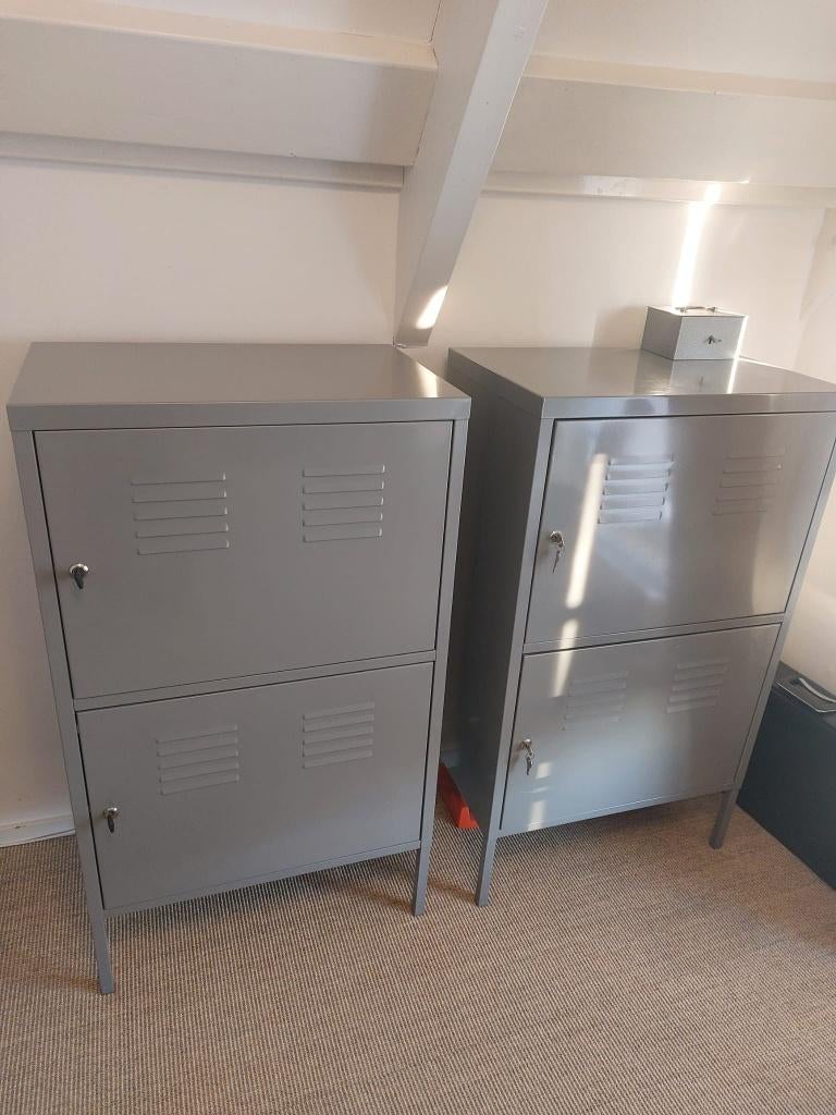 Te koop 3 PS kastjes grijs IKEA: €30 per stuk, 3 voor €75, Ophalen, Met plank(en), Gebruikt, 100 tot 150 cm