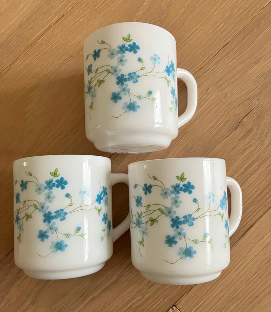 Vintage Arcopal France bekers met bloemmotief (set van 3), Ophalen of Verzenden