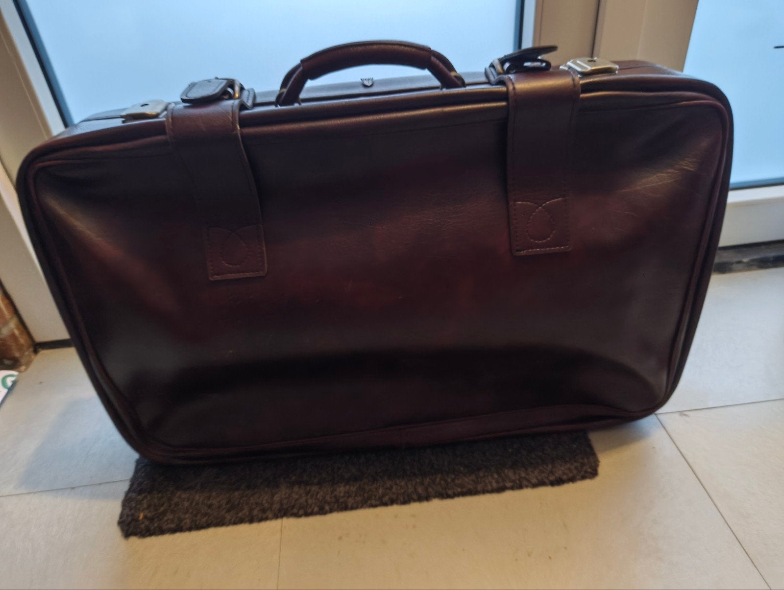 Vintage Bruine Koffer, Slot, Leer, Zo goed als nieuw, 35 tot 45 cm