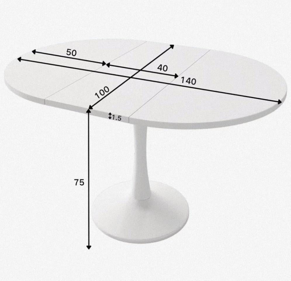 Eettafel, wit en uitschuifbaar., Ophalen, Overige materialen, Nieuw, Modern mdf wit. Rond + ovaal mogelijk.