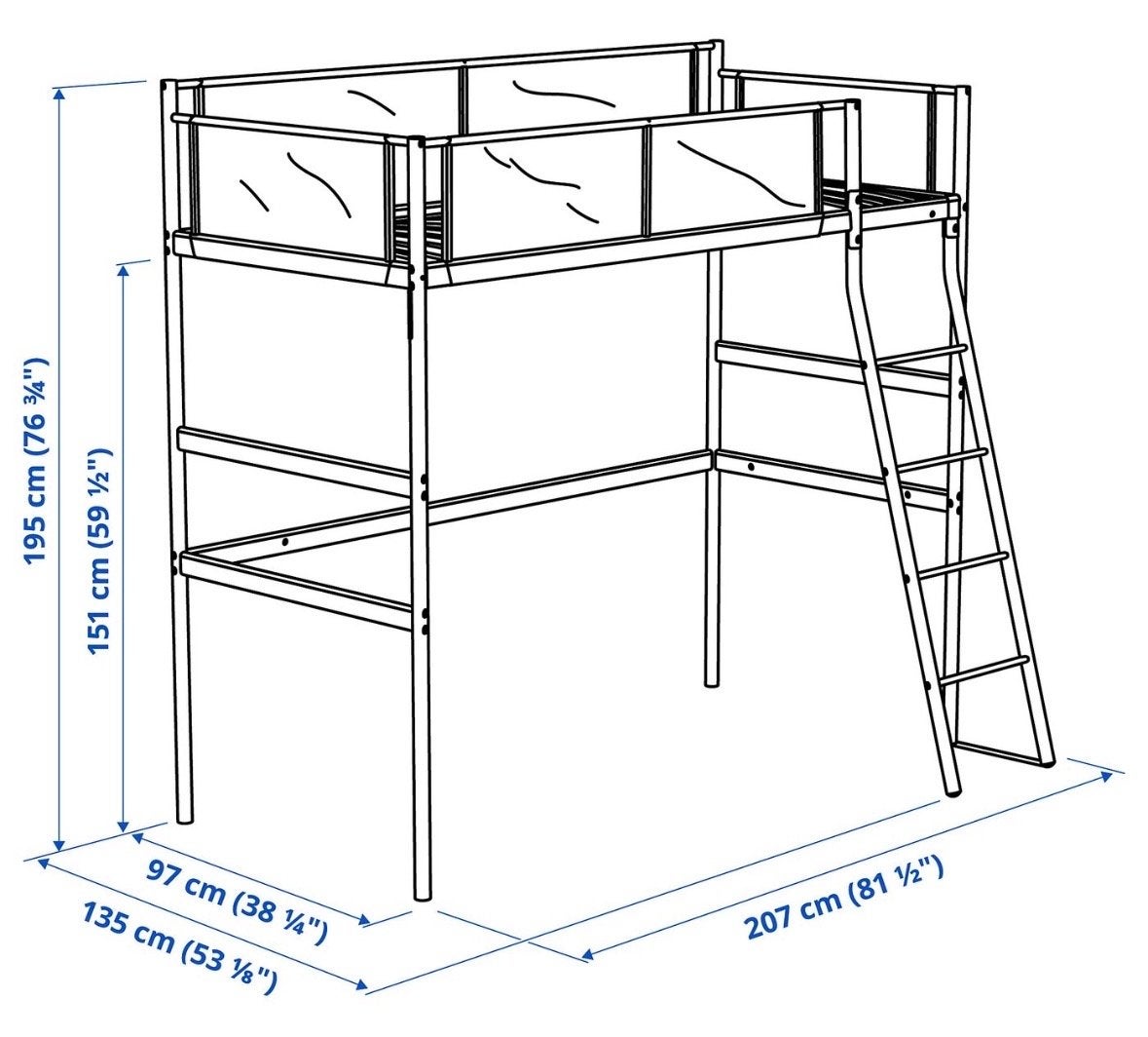 Hoogslaper 1-persoonsbed met bureau en opbergruimte, Ophalen, Gebruikt, Eenpersoons, 200 cm